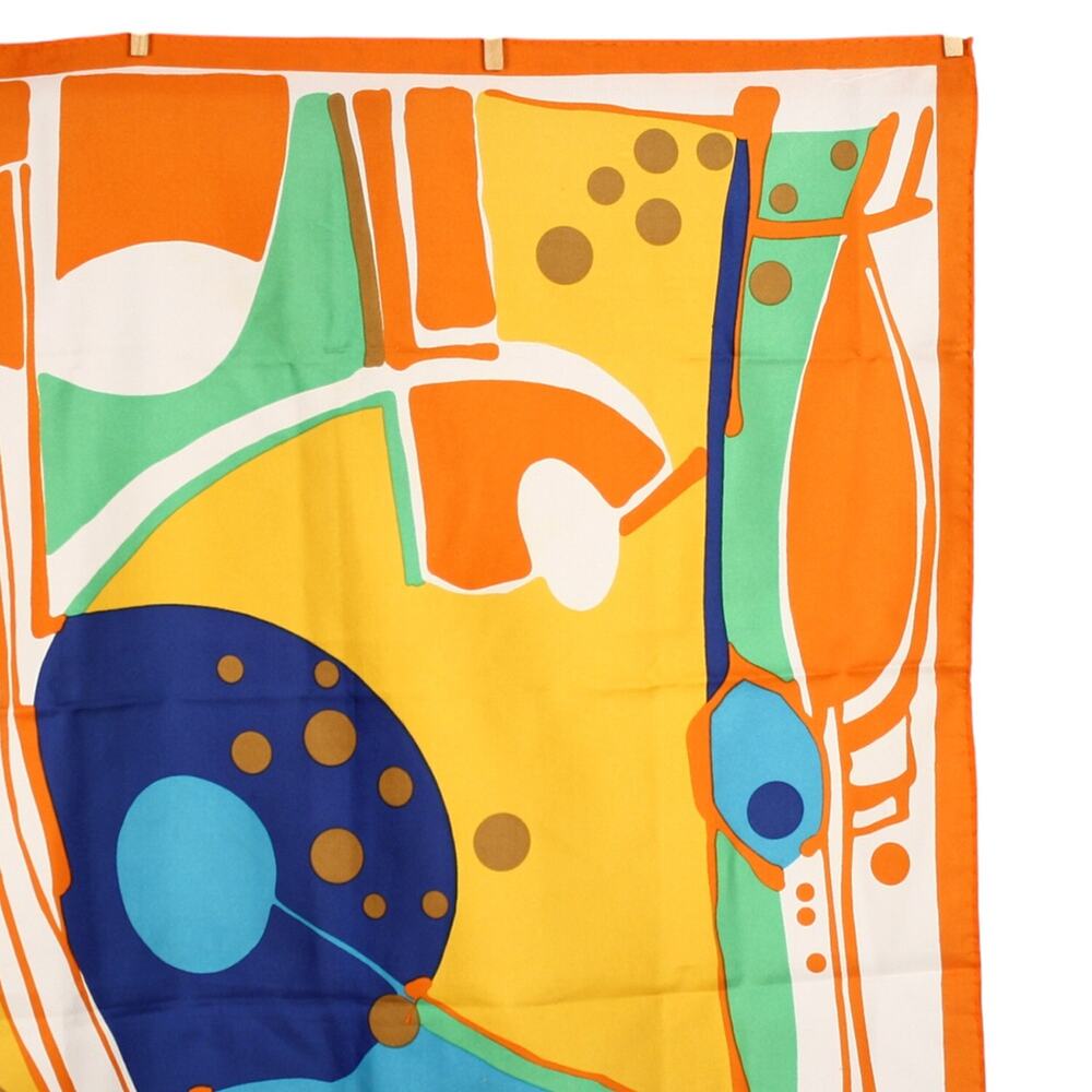 Vintage Scarf Bold Mod 60s Style Geometric Bright Color Square 26x26 - Hey Viv - Picture 4 of 5